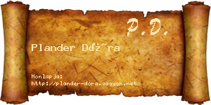 Plander Dóra névjegykártya